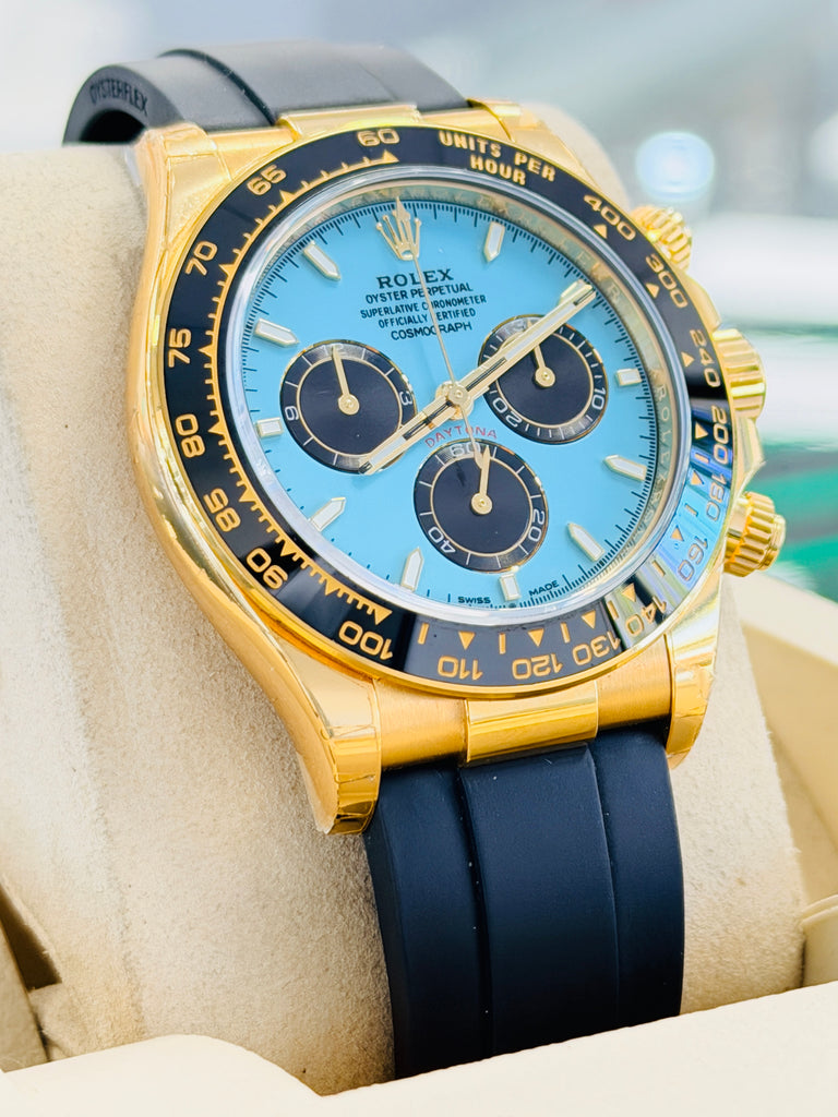 Rolex Daytona 40 116518LN yellow gold Custom Tiffany Color Dial custom Ceramic bezel MINT