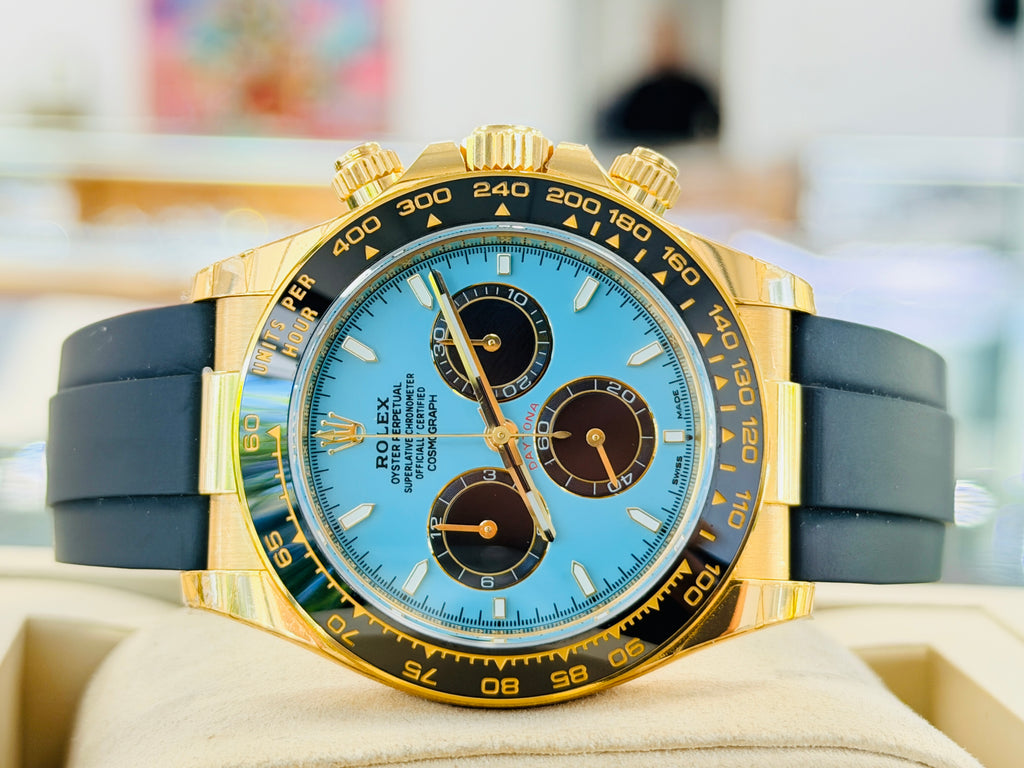 Rolex Daytona 40 116518LN yellow gold Custom Tiffany Color Dial custom Ceramic bezel MINT