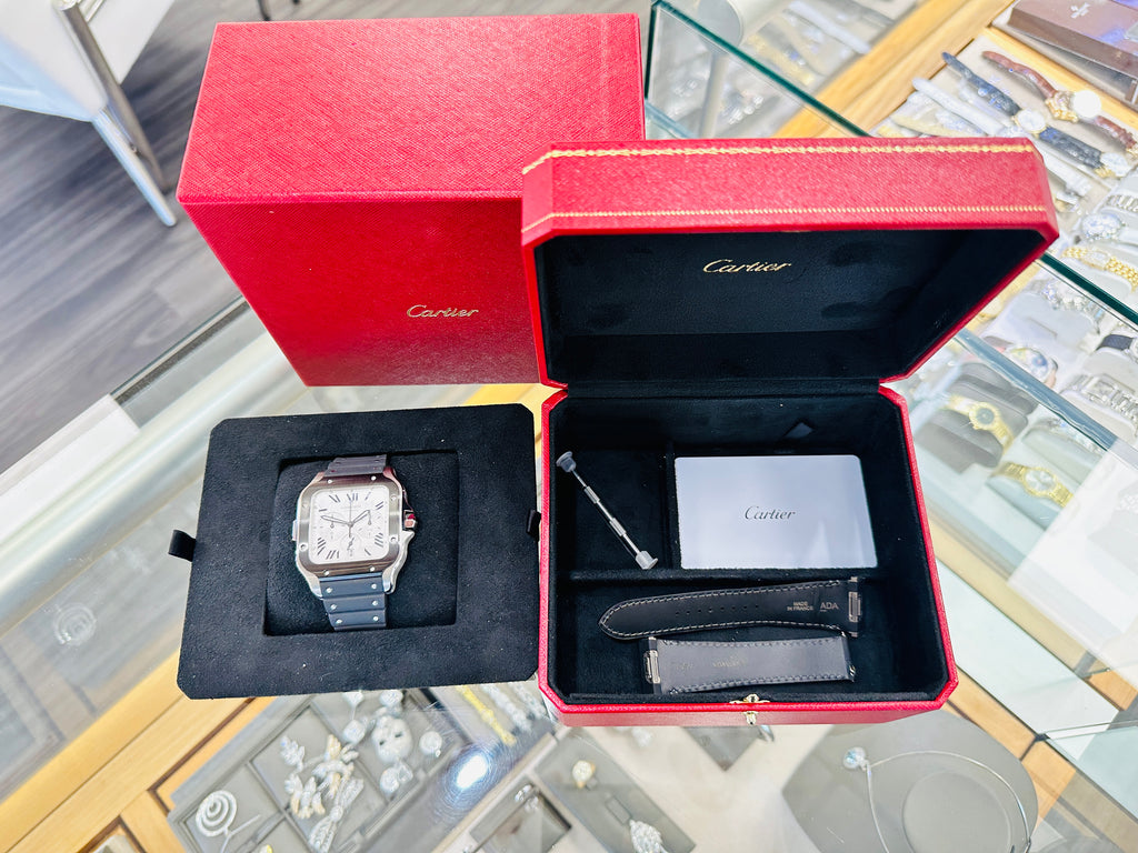 Cartier Santos Chronograph WSSA0017 Box & Papers Watch UNWORN - Diamonds East Intl.