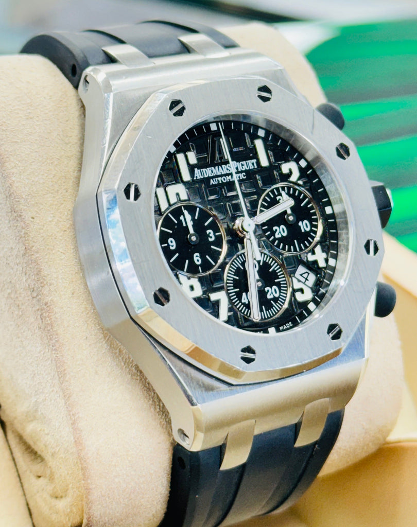 Audemars Piguet Royal Oak Offshore 26283ST 37 Black Dial Lady Chronograph Stainless Steel PreOwned - Diamonds East Intl.