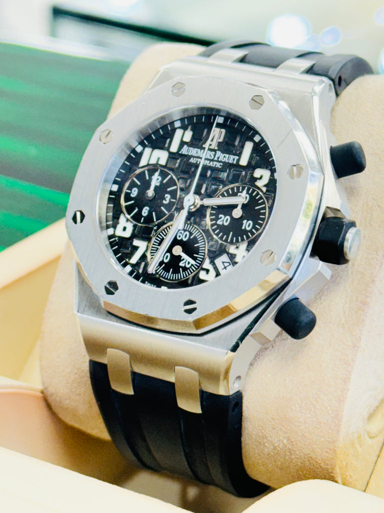 Audemars Piguet Royal Oak Offshore 26283ST 37 Black Dial Lady Chronograph Stainless Steel PreOwned - Diamonds East Intl.