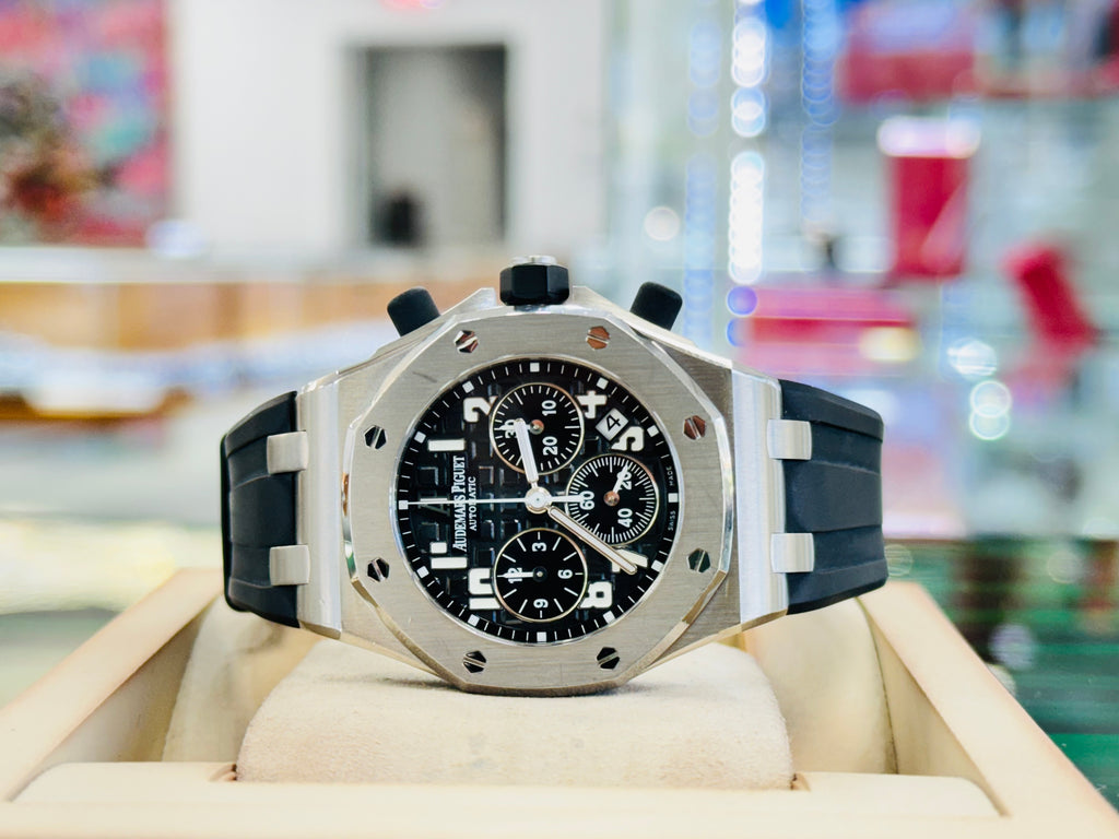 Audemars Piguet Royal Oak Offshore 26283ST 37 Black Dial Lady Chronograph Stainless Steel PreOwned - Diamonds East Intl.