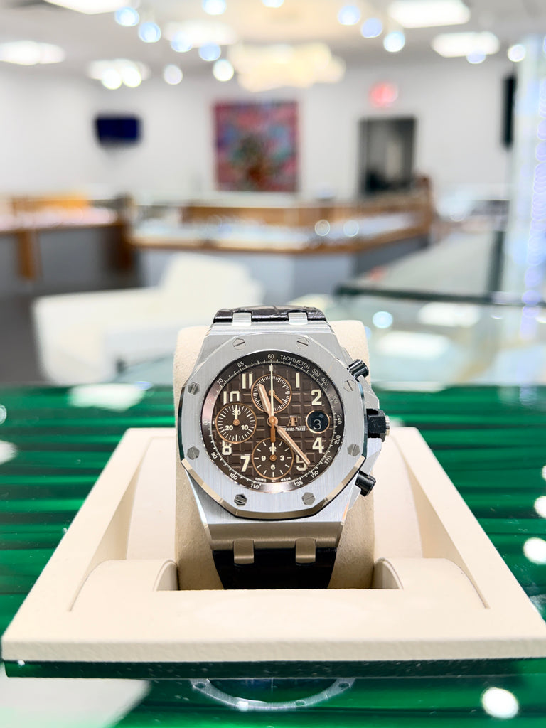 Audemars Piguet Royal Oak Offshore HAVANA Chocolate BOX/PAPERS  26470ST.OO.A820CR.01 *NEW* - Diamonds East Intl.