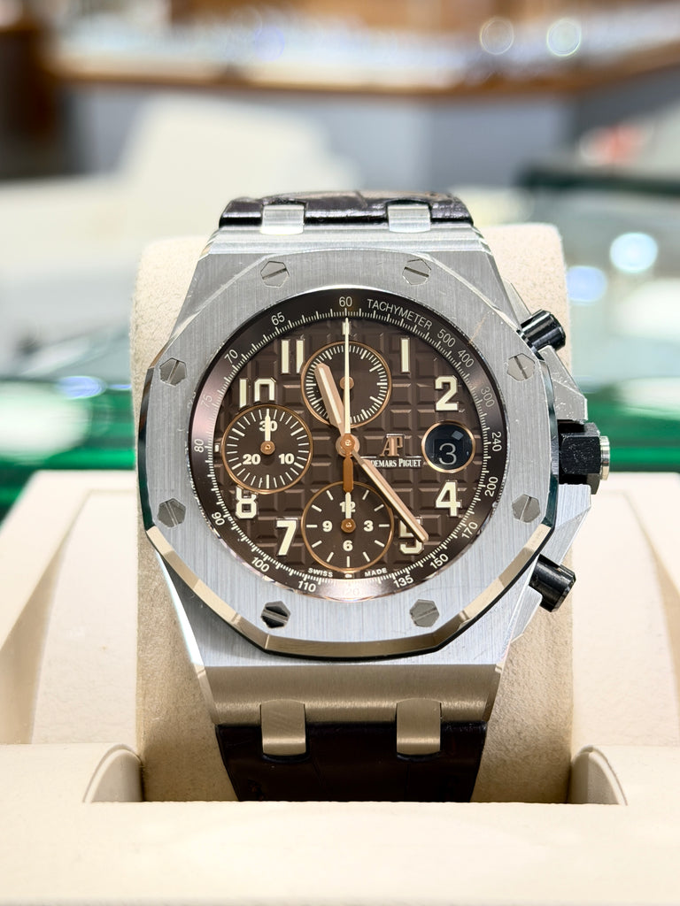 Audemars Piguet Royal Oak Offshore HAVANA Chocolate BOX/PAPERS  26470ST.OO.A820CR.01 *NEW* - Diamonds East Intl.