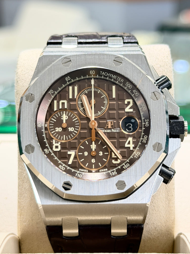 Audemars Piguet Royal Oak Offshore HAVANA Chocolate BOX/PAPERS  26470ST.OO.A820CR.01 *NEW* - Diamonds East Intl.