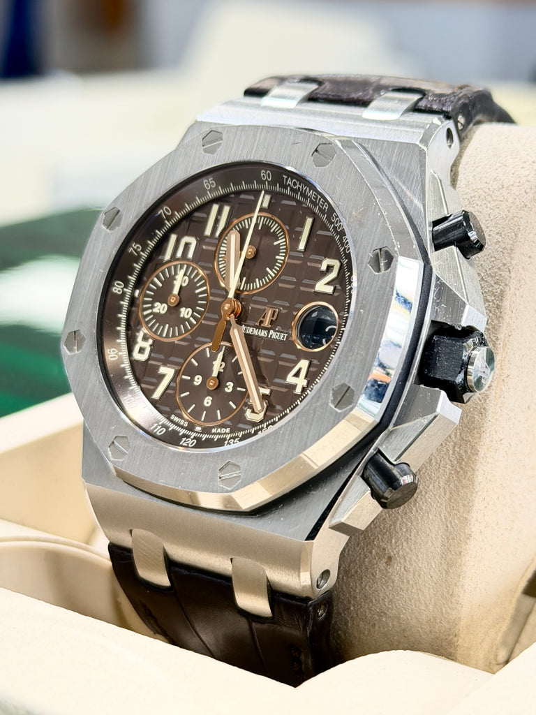 Audemars Piguet Royal Oak Offshore HAVANA Chocolate BOX/PAPERS  26470ST.OO.A820CR.01 *NEW* - Diamonds East Intl.