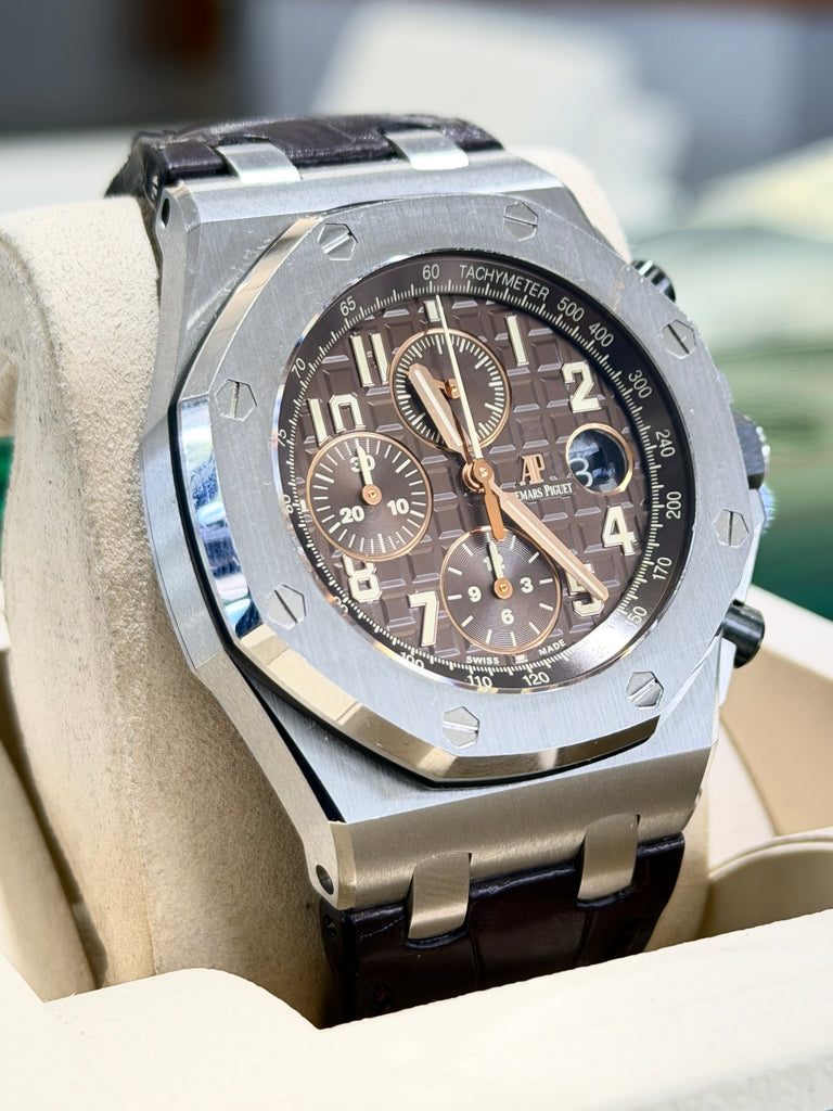 Audemars Piguet Royal Oak Offshore HAVANA Chocolate BOX/PAPERS  26470ST.OO.A820CR.01 *NEW* - Diamonds East Intl.