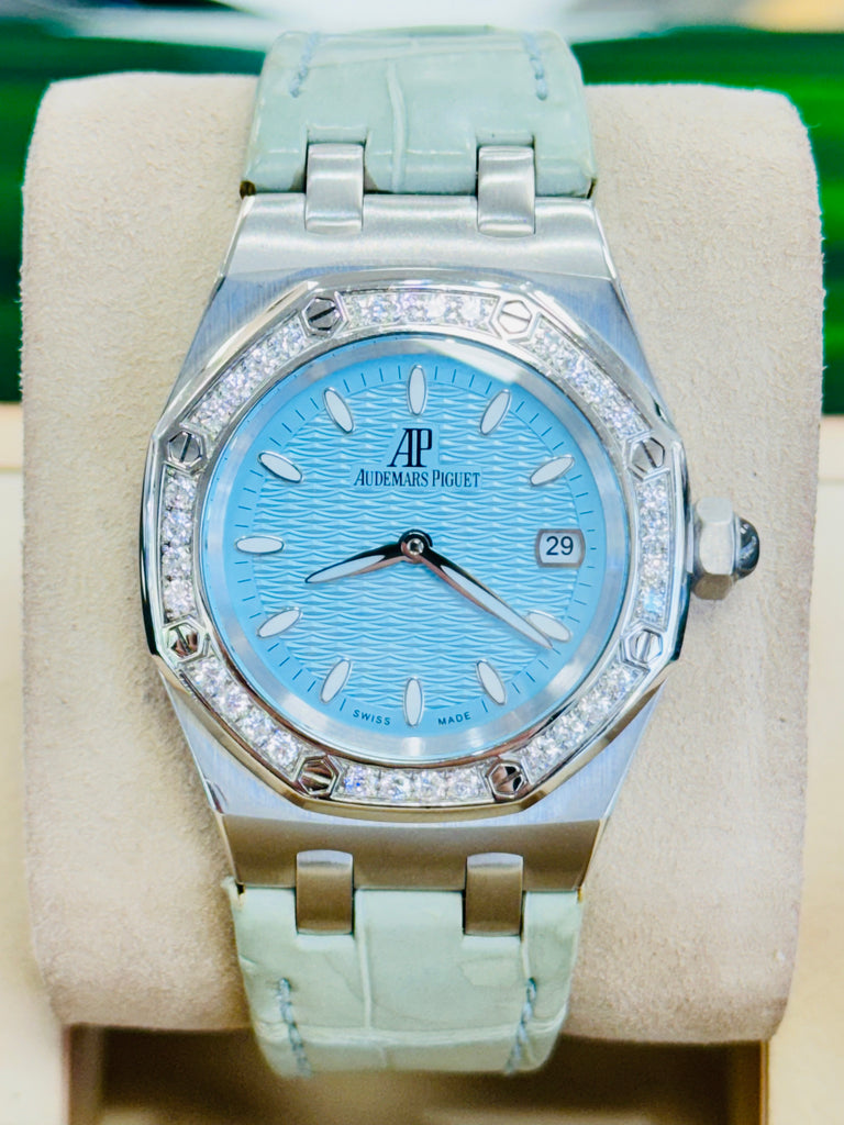 Audemars Piguet Royal Oak Lady 67601ST Factory Turquoise and Factory Diamond Quartz MINT Diamonds East Intl