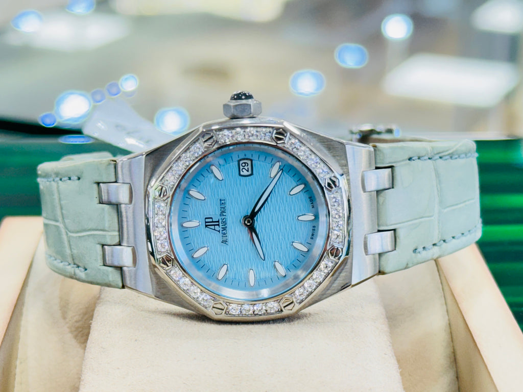 Audemars Piguet Royal Oak Lady 67601ST Factory Turquoise and Factory Diamond Quartz PreOwned - Diamonds East Intl.