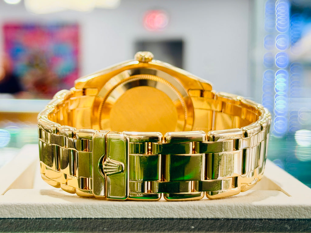 Rolex Day-Date Masterpiece 39 18948 Factory Black Diamond Dial & Factory Diamond Bezel  PreOwned Box and Papers - Diamonds East Intl.