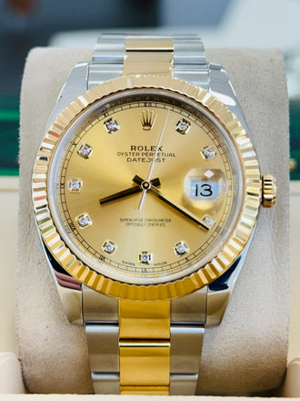 Rolex Datejust 41 126333 Two Tone Oyster Champagne Diamond Dial PreOwned Box and Papers - Diamonds East Intl.