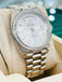 Rolex Day-Date 40 228349RBR President White Gold Factory Silver Baguette Diamond Dial & Diamond Bezel MINT - Diamonds East Intl.