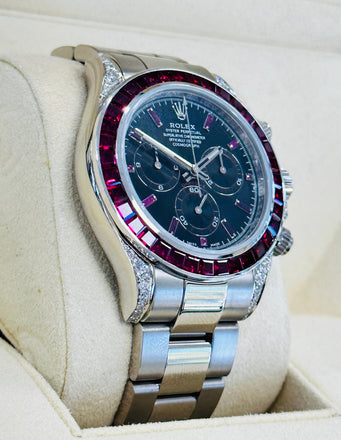 Rolex Daytona 116509 Custom Diamond lugs & Ruby Bezel - Diamonds East Intl.