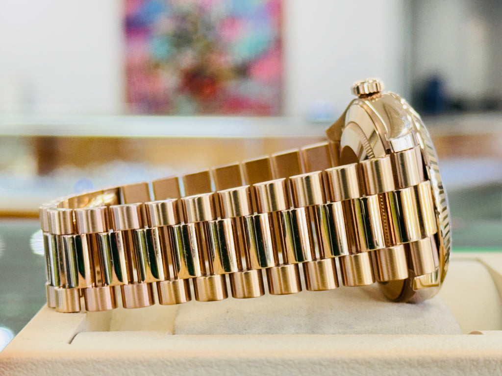 Rolex Day-Date 40 228235 Chocolate Roman President Rose Gold  Box and Papers PreOwned - Diamonds East Intl.