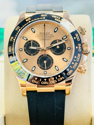 Rolex Daytona Rose Gold Black Ceramic Oyster flex Watch 116515 LN Box And Papers - Diamonds East Intl.