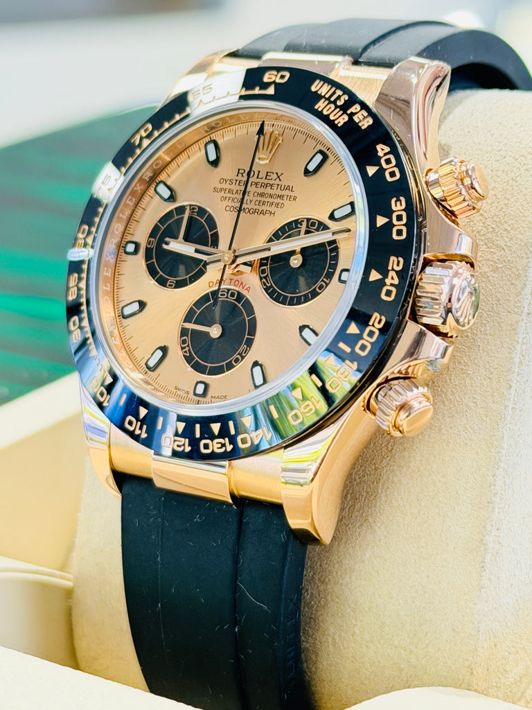 Rolex Daytona Rose Gold Black Ceramic Oyster flex Watch 116515 LN Box And Papers - Diamonds East Intl.