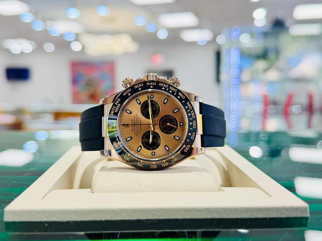 Rolex Daytona Rose Gold Black Ceramic Oyster flex Watch 116515 LN Box And Papers - Diamonds East Intl.