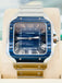 Cartier Santos De Cartier WSSA0048 Blue Dial Large Blue PVD Bezel  PreOwned Box and Papers - Diamonds East Intl.