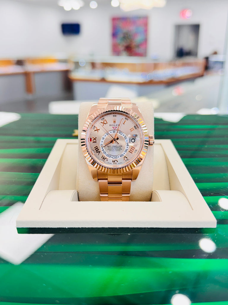 Rolex Sky-Dweller 326935 18K Rose Gold Sundust Dial Box and Papers PreOwned