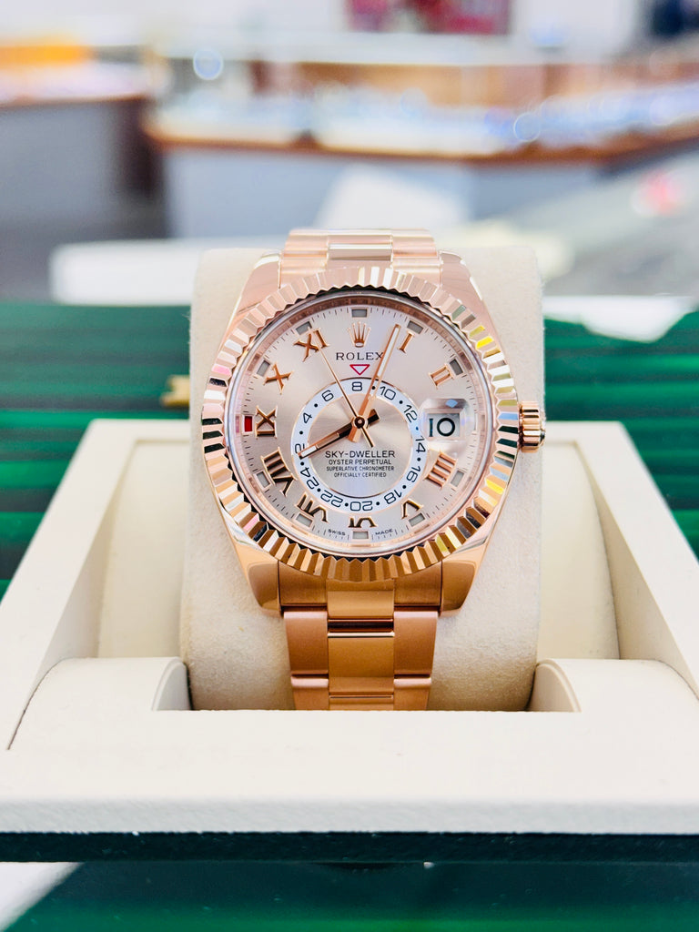 Rolex Sky-Dweller 326935 18K Rose Gold Sundust Dial Box and Papers PreOwned