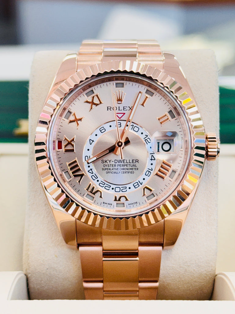 Rolex Sky-Dweller 326935 18K Rose Gold Sundust Dial Box and Papers PreOwned