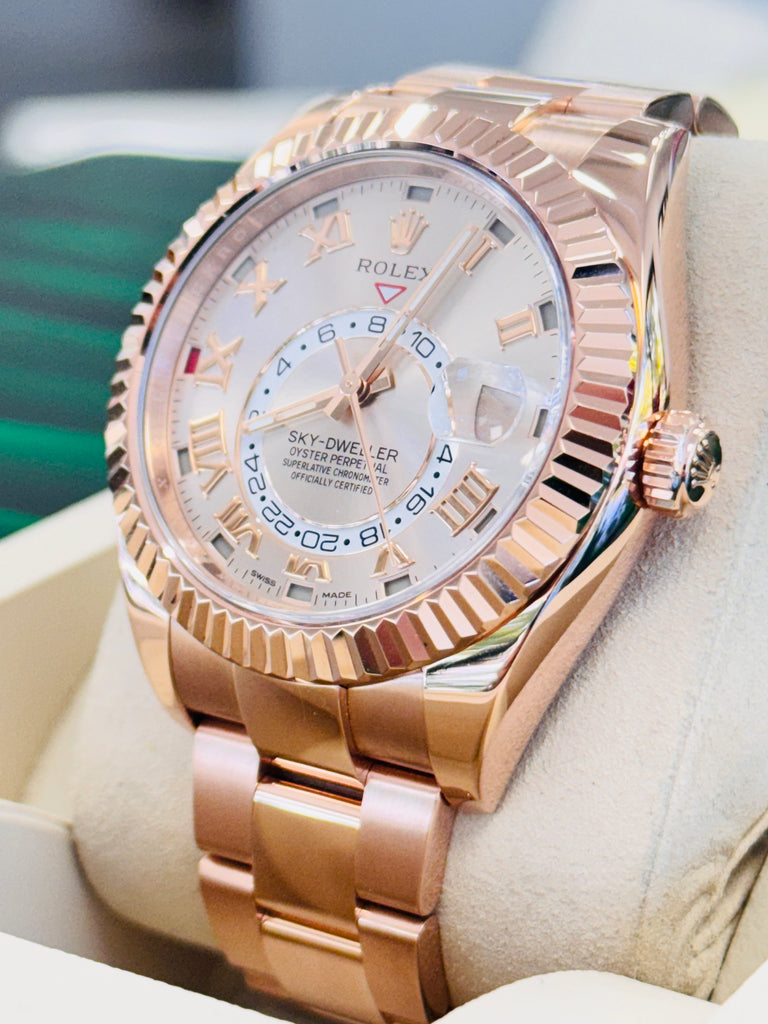 Rolex Sky-Dweller 326935 18K Rose Gold Sundust Dial Box and Papers PreOwned