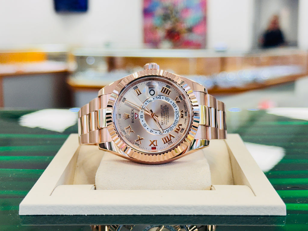 Rolex Sky-Dweller 326935 18K Rose Gold Sundust Dial Box and Papers PreOwned
