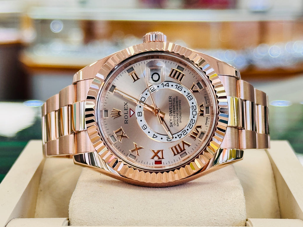 Rolex Sky-Dweller 326935 18K Rose Gold Sundust Dial Box and Papers PreOwned