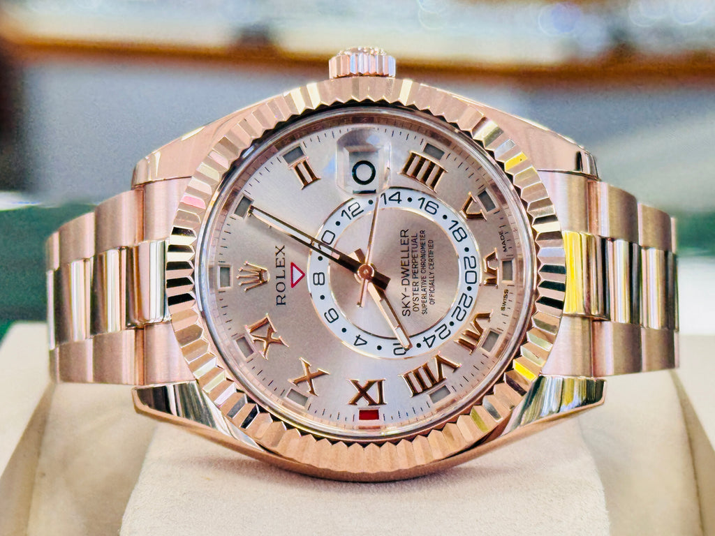 Rolex Sky-Dweller 326935 18K Rose Gold Sundust Dial Box and Papers PreOwned