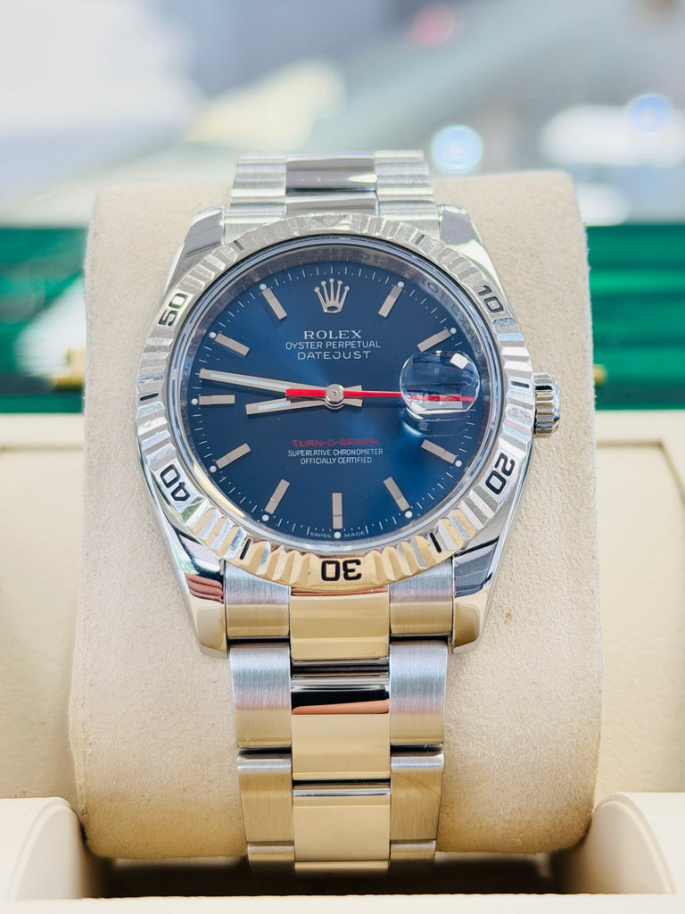 Rolex Datejust 36 116264 Turn-O-Graph Blue Dial  Steel 18K Gold Bezel  PreOwned - Diamonds East Intl.