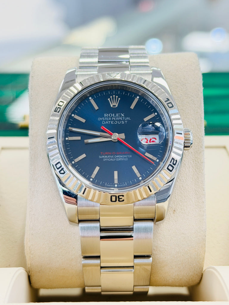 Rolex Datejust 36 116264 Turn-O-Graph Blue Dial  Steel 18K Gold Bezel  PreOwned - Diamonds East Intl.