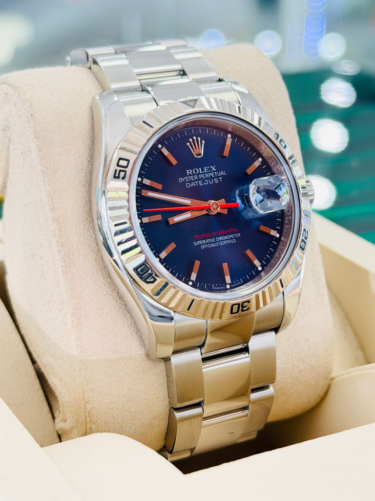 Rolex Datejust 36 116264 Turn-O-Graph Blue Dial  Steel 18K Gold Bezel  PreOwned - Diamonds East Intl.