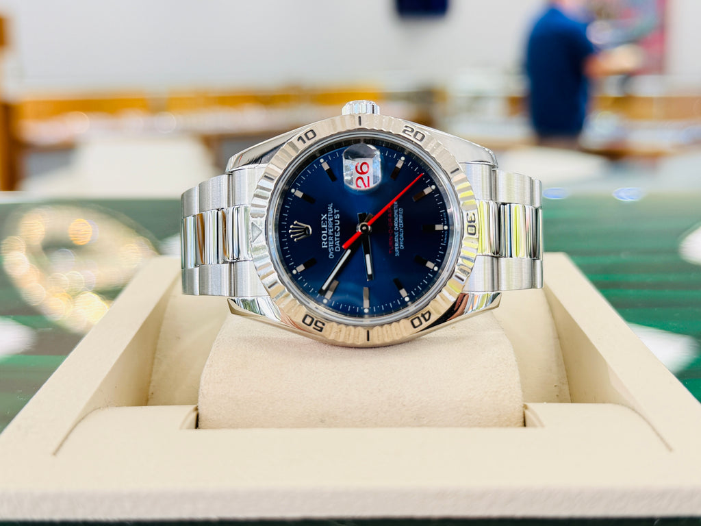 Rolex Datejust 36 116264 Turn-O-Graph Blue Dial  Steel 18K Gold Bezel  PreOwned - Diamonds East Intl.