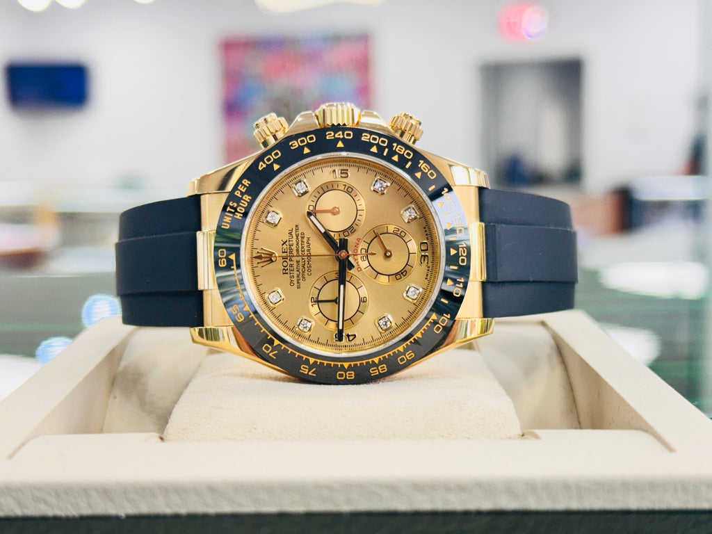 Rolex Daytona 116518LN  Factory Champagne Diamond Dial  OysterFlex Box and Papers Unworn - Diamonds East Intl.