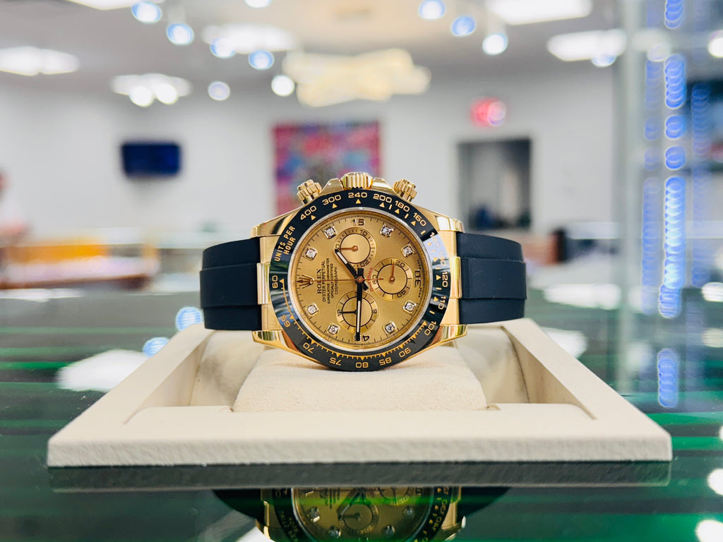 Rolex Daytona 116518LN  Factory Champagne Diamond Dial  OysterFlex Box and Papers Unworn - Diamonds East Intl.