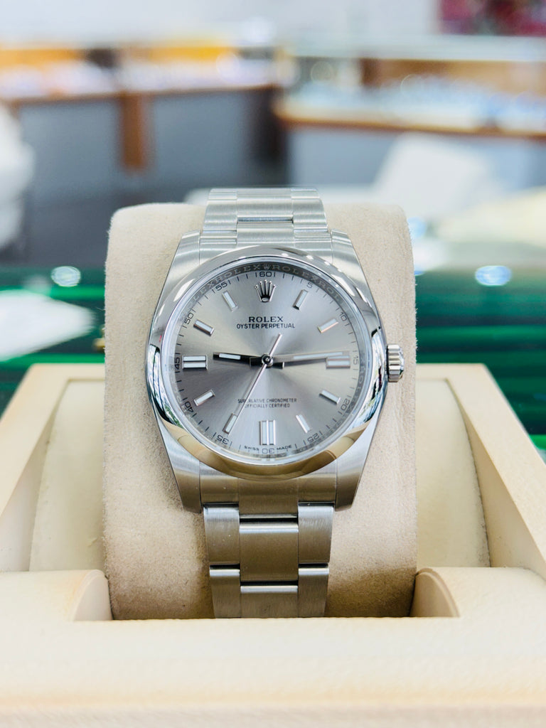 Rolex Oyster Perpetual 36 116000 Silver Dial Box and Papers Unworn - Diamonds East Intl.
