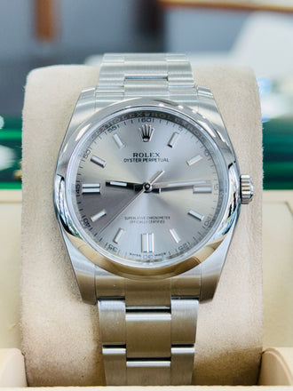 Rolex Oyster Perpetual 36 116000 Silver Dial Box and Papers Unworn - Diamonds East Intl.