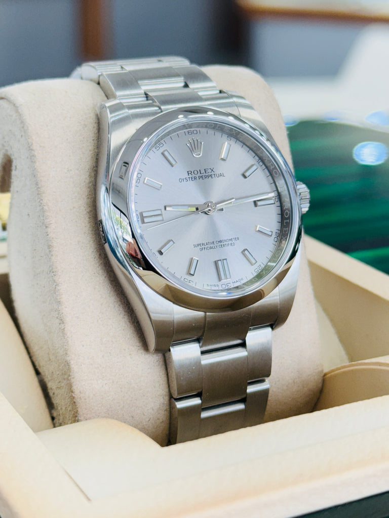 Rolex Oyster Perpetual 36 116000 Silver Dial Box and Papers Unworn - Diamonds East Intl.