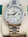 Rolex Day-Date 36 118239 Factory Silver Baguette Diamond Dial  Custom Diamond Bezel PreOwned - Diamonds East Intl.