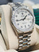 Rolex Day-Date 36 118239 Factory Silver Baguette Diamond Dial  Custom Diamond Bezel PreOwned - Diamonds East Intl.