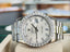Rolex Day-Date 36 118239 Factory Silver Baguette Diamond Dial  Custom Diamond Bezel PreOwned - Diamonds East Intl.