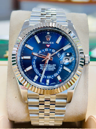Rolex Sky-Dweller 326934 Blue Dial Jubilee Bracelet Box and Papers MINT