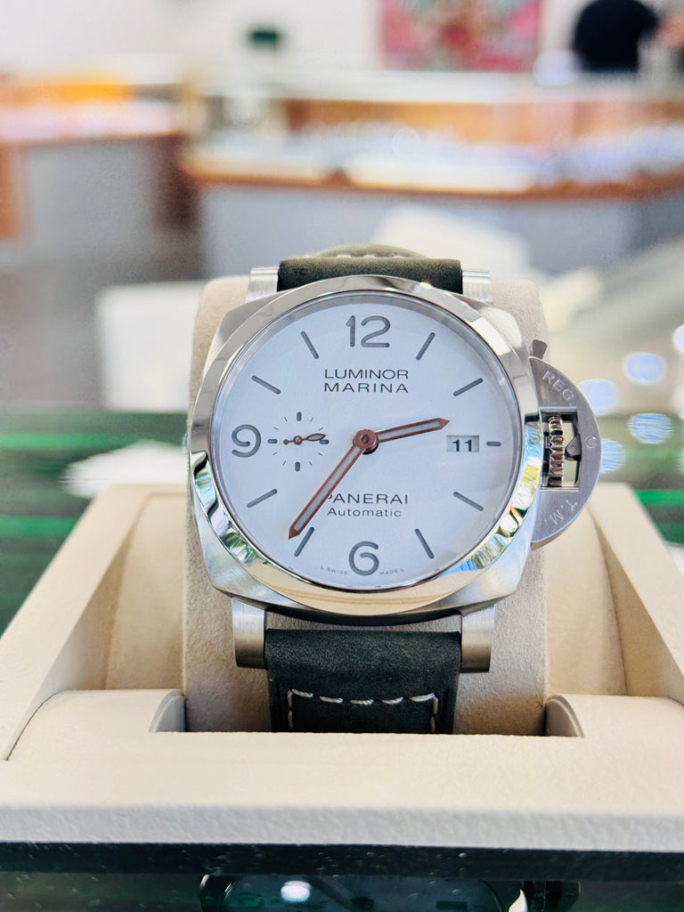 Panerai Luminor Marina 44 PAM01314 White Dial  Unworn Box and Papers - Diamonds East Intl.