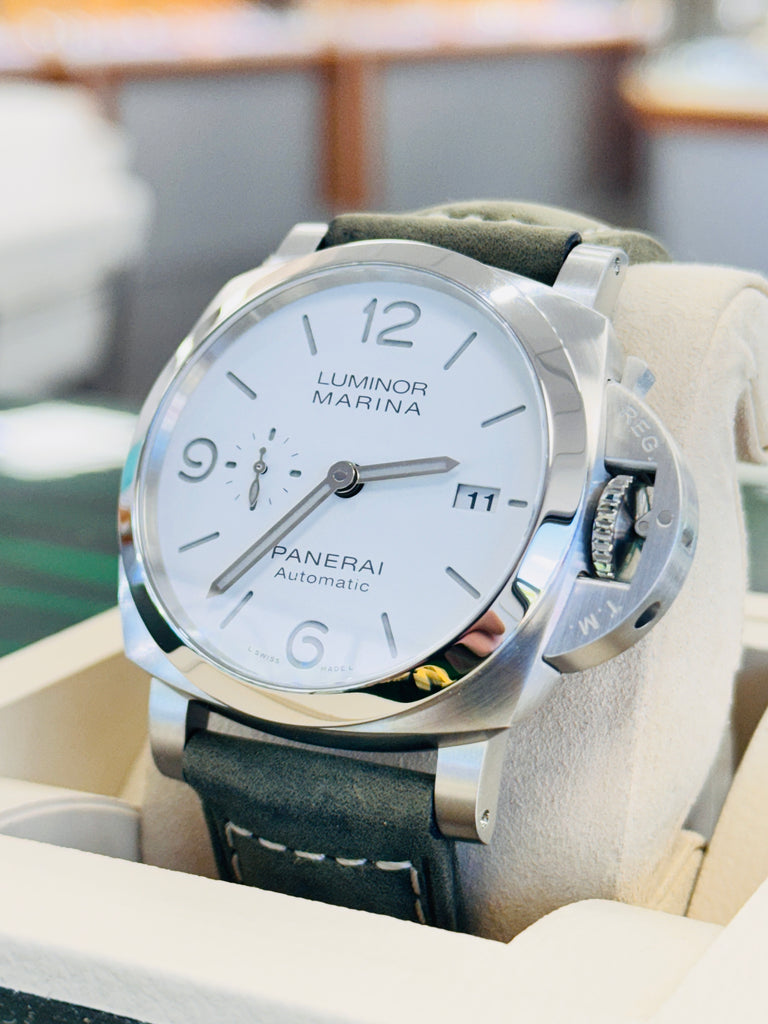 Panerai Luminor Marina 44 PAM01314 White Dial  Unworn Box and Papers - Diamonds East Intl.