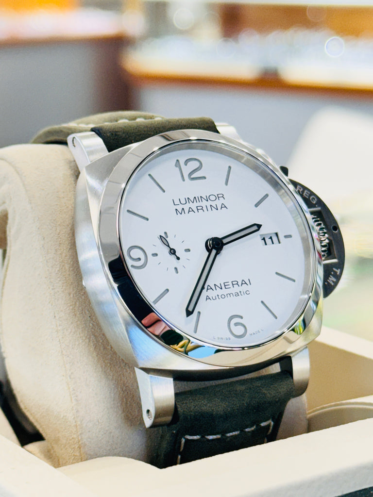 Panerai Luminor Marina 44 PAM01314 White Dial  Unworn Box and Papers - Diamonds East Intl.