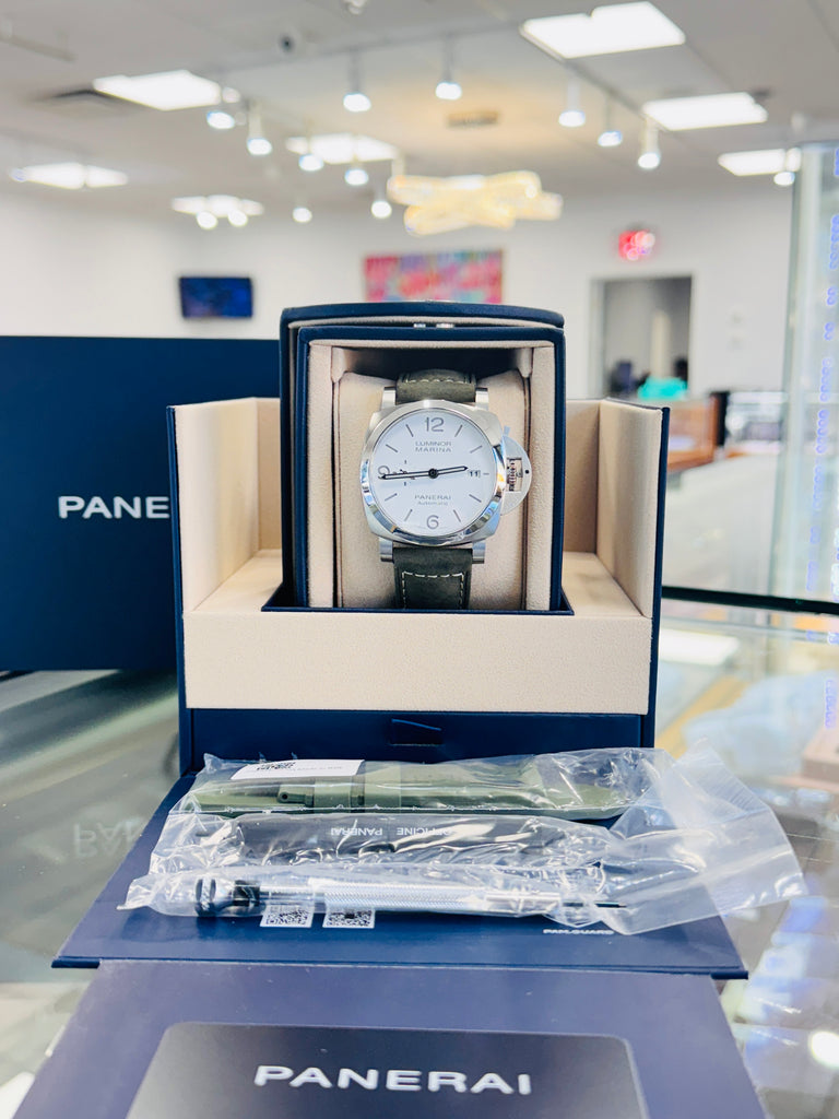 Panerai Luminor Marina 44 PAM01314 White Dial  Unworn Box and Papers - Diamonds East Intl.