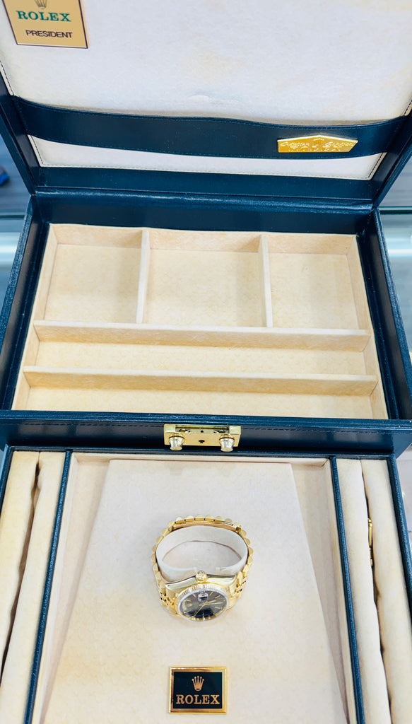 Rolex  Day-Date 36 18038 Factory Blueish / Purple Jubilee Dial Rare Jubilee Band 6 million Serial Number Vintage COMPLETED BOX PAPERS - Diamonds East Intl.