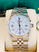 Rolex Land-Dweller 127334 40mm Stainless Steel White Gold Bezel White Honeycomb Dial Box and Papers Unworn