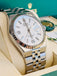 Rolex Land-Dweller 127334 40mm Stainless Steel White Gold Bezel White Honeycomb Dial Box and Papers Unworn