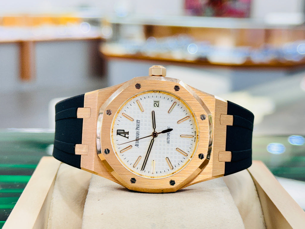 Audemars Piguet Royal Oak Selfwinding 39mm 18K Rose Gold "JUMBO" White Dial 15300OR MINT 